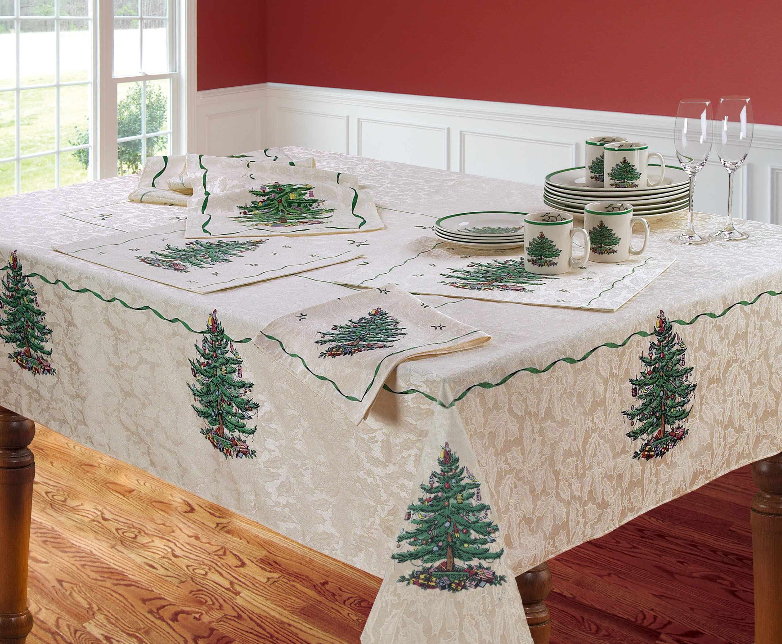 Christmas Tree 60" x 144" Oblong Tablecloth image number null